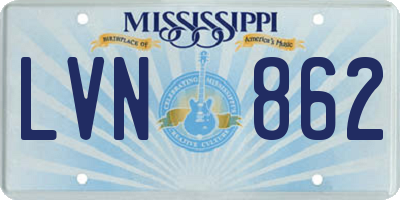 MS license plate LVN862