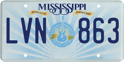 MS license plate LVN863
