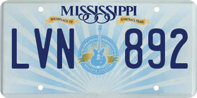 MS license plate LVN892