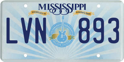 MS license plate LVN893