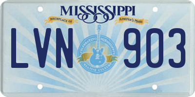 MS license plate LVN903