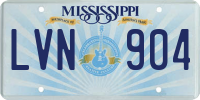 MS license plate LVN904
