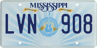 MS license plate LVN908