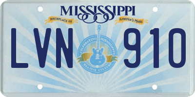 MS license plate LVN910