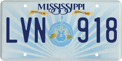 MS license plate LVN918