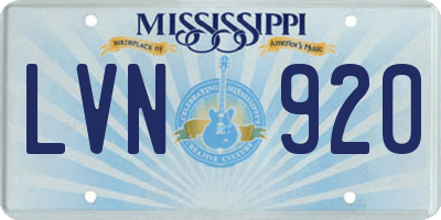 MS license plate LVN920