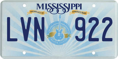 MS license plate LVN922