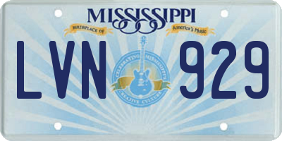 MS license plate LVN929