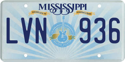 MS license plate LVN936