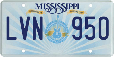 MS license plate LVN950