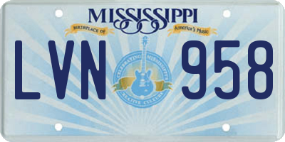 MS license plate LVN958