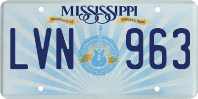 MS license plate LVN963
