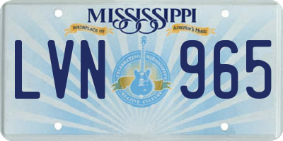 MS license plate LVN965