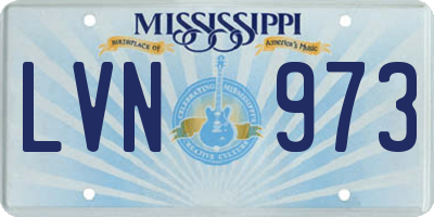 MS license plate LVN973