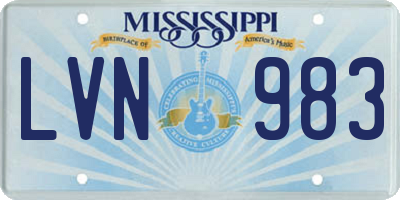 MS license plate LVN983