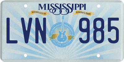 MS license plate LVN985
