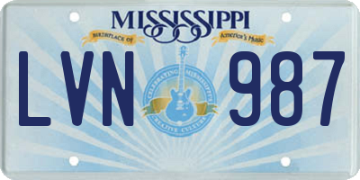 MS license plate LVN987
