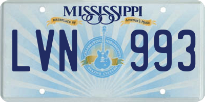 MS license plate LVN993