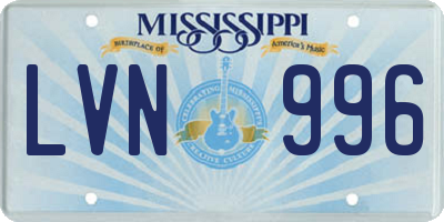 MS license plate LVN996