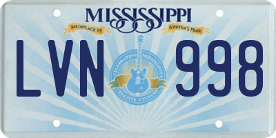 MS license plate LVN998