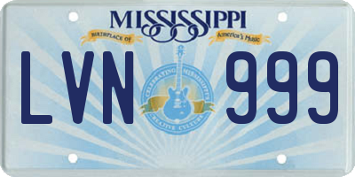 MS license plate LVN999