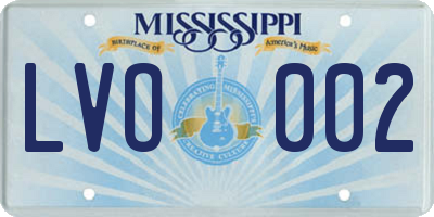 MS license plate LVO002