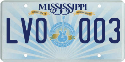 MS license plate LVO003