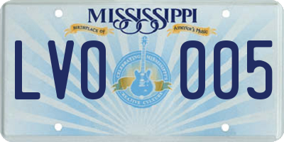 MS license plate LVO005
