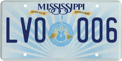 MS license plate LVO006