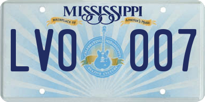 MS license plate LVO007