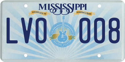 MS license plate LVO008