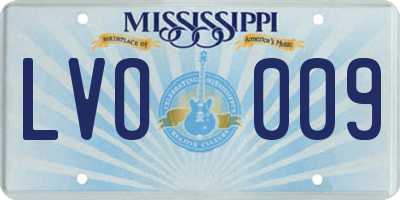 MS license plate LVO009