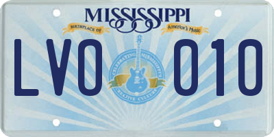 MS license plate LVO010