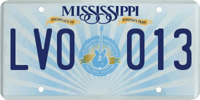 MS license plate LVO013