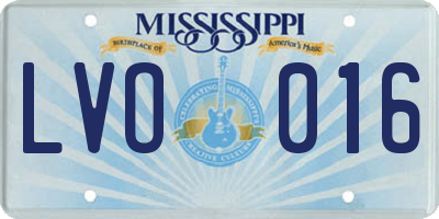 MS license plate LVO016