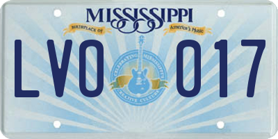 MS license plate LVO017
