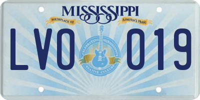 MS license plate LVO019