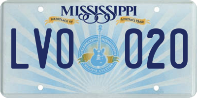 MS license plate LVO020