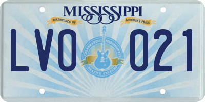 MS license plate LVO021