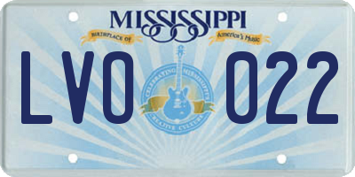 MS license plate LVO022