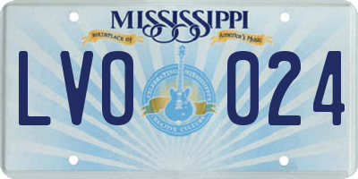 MS license plate LVO024