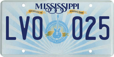 MS license plate LVO025
