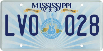 MS license plate LVO028