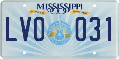 MS license plate LVO031