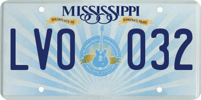 MS license plate LVO032