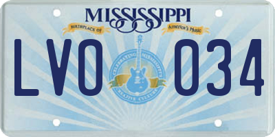 MS license plate LVO034