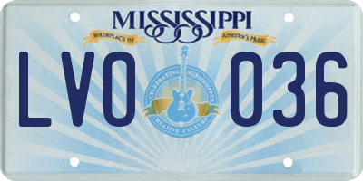 MS license plate LVO036