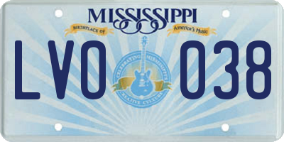 MS license plate LVO038