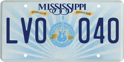 MS license plate LVO040