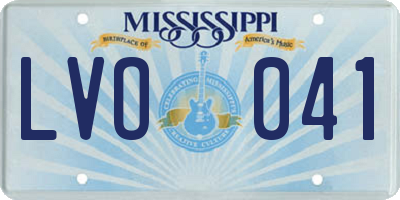 MS license plate LVO041